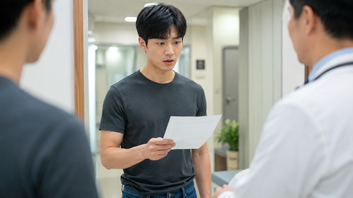 이전 검사와 최근 간수치 결과를 비교하며 확인하는 장면