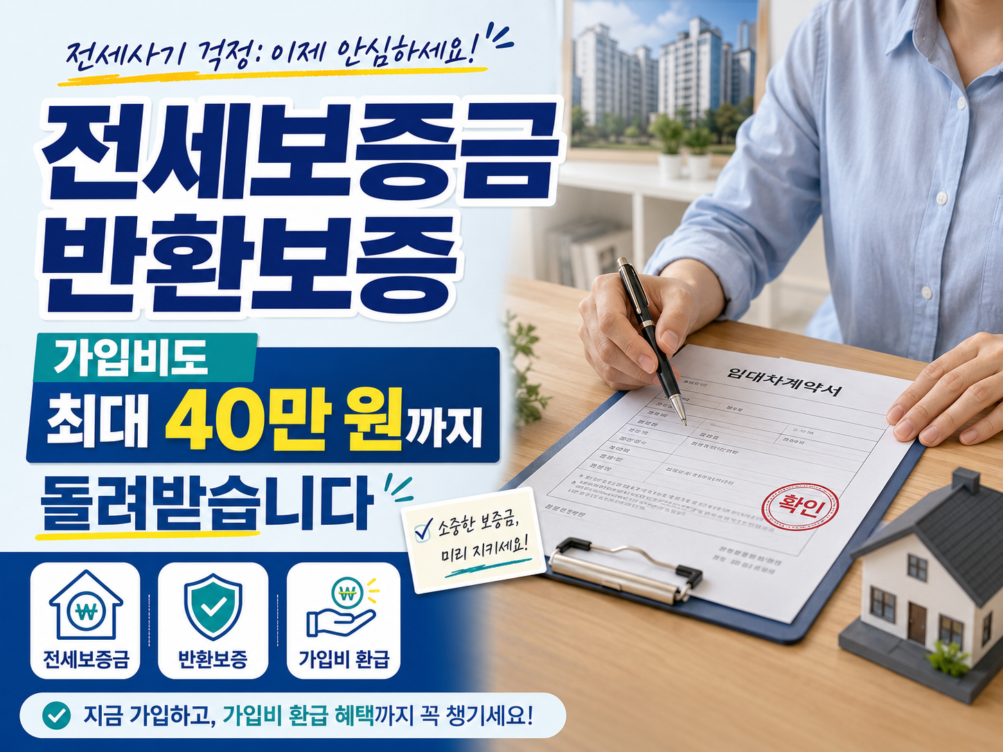 임대차계약서와 도장을 확인하는 모습