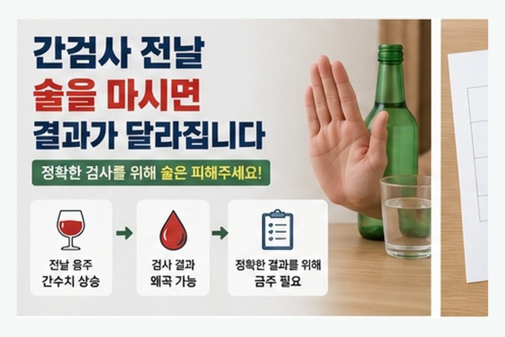 간 기능 검사 전날 술을 피하고 물을 선택하는 성인